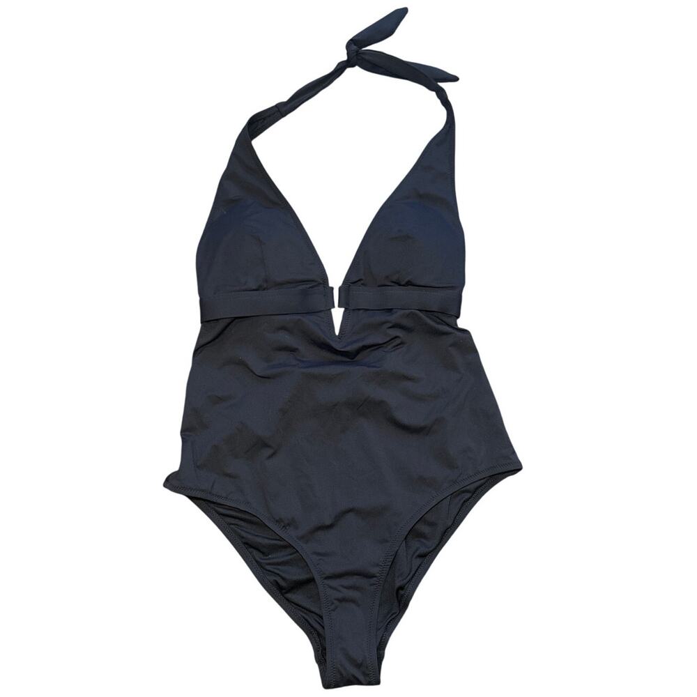 NWT REISS One Piece Halter Plunge Black Size 8